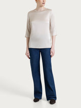 Blusa con manica 3/4 in Stretch Satin Bianchi Donna - Ragno