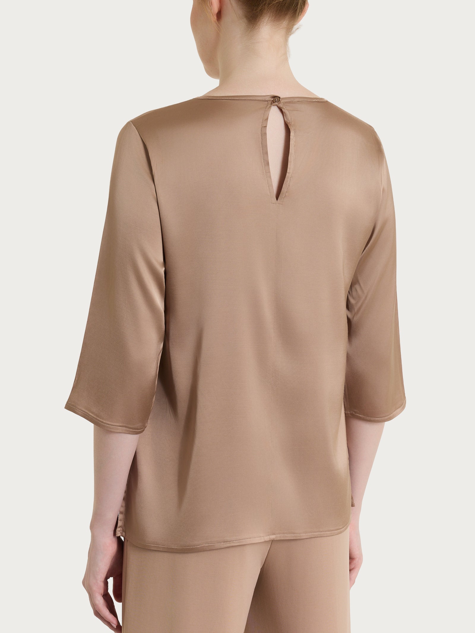 Blusa con manica 3/4 in Stretch Satin Marroni Donna - Ragno