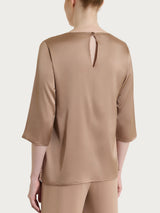Blusa con manica 3/4 in Stretch Satin Marroni Donna - Ragno