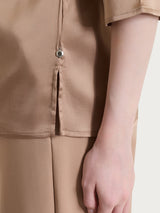 Blusa con manica 3/4 in Stretch Satin Marroni Donna - Ragno
