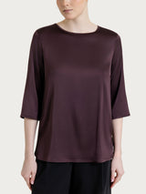 Blusa con manica 3/4 in Stretch Satin Marroni Donna - Ragno