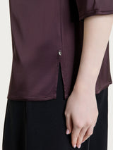 Blusa con manica 3/4 in Stretch Satin Marroni Donna - Ragno