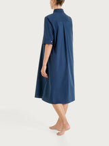 Abito con collo a camicia in Poplin di Cotone Blu Donna - Ragno