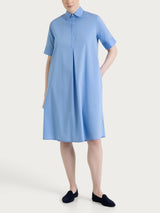 Abito con collo a camicia in Poplin di Cotone Blu Donna - Ragno