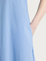 Abito con collo a camicia in Poplin di Cotone Blu Donna - Ragno