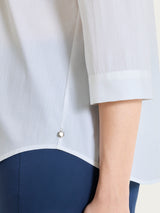 Camicia con pieghe frontali in Poplin di Cotone Bianchi Donna - Ragno