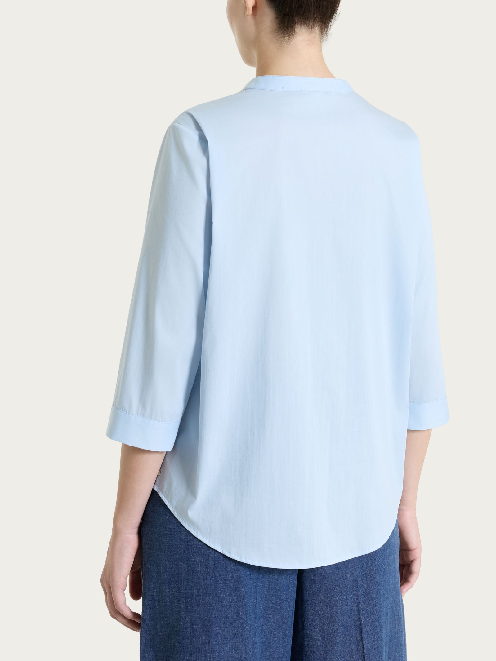 Camicia con pieghe frontali in Poplin di Cotone Azzurri Donna - Ragno