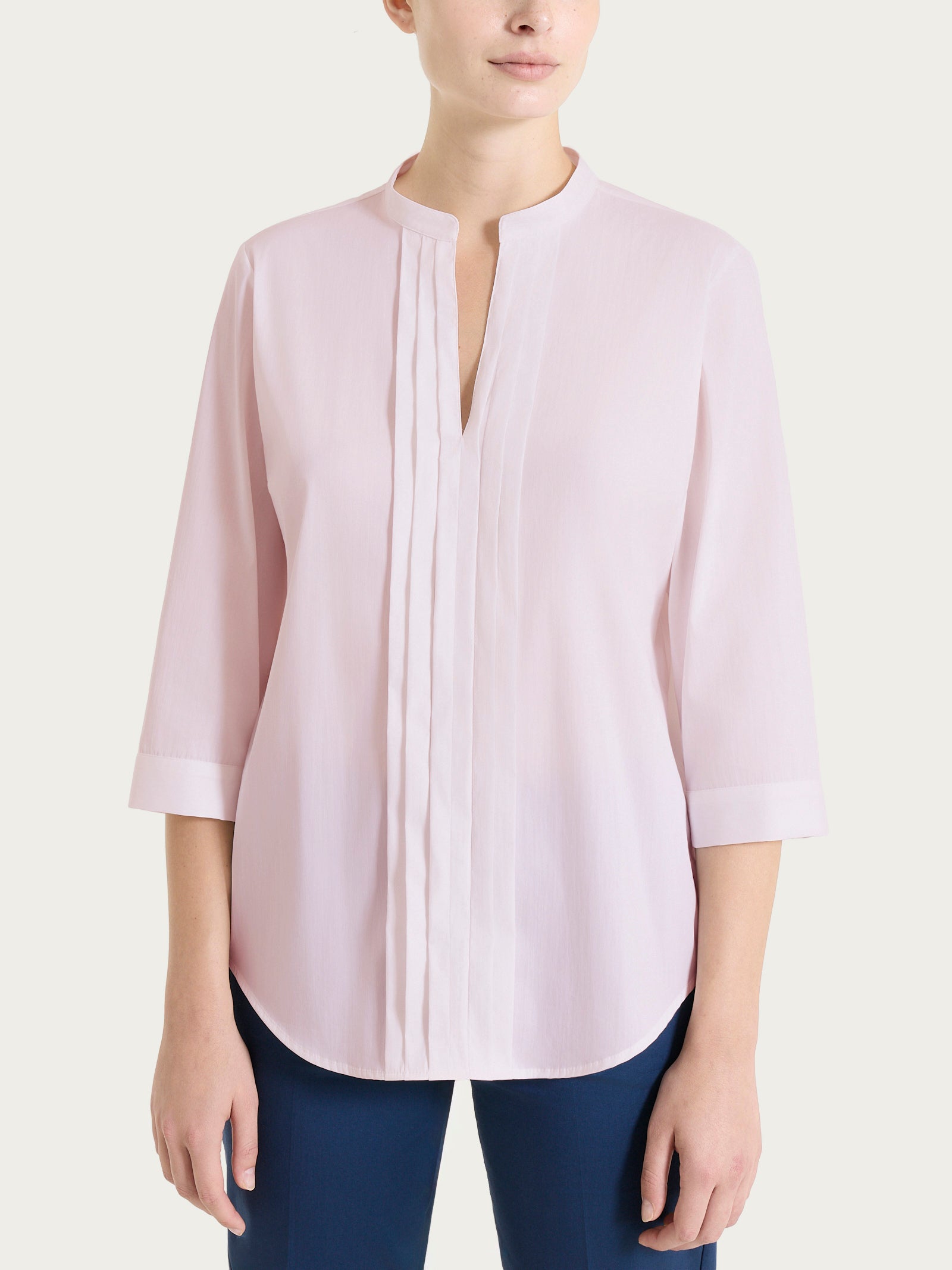 Camicia con pieghe frontali in Poplin di Cotone Rosa Donna - Ragno
