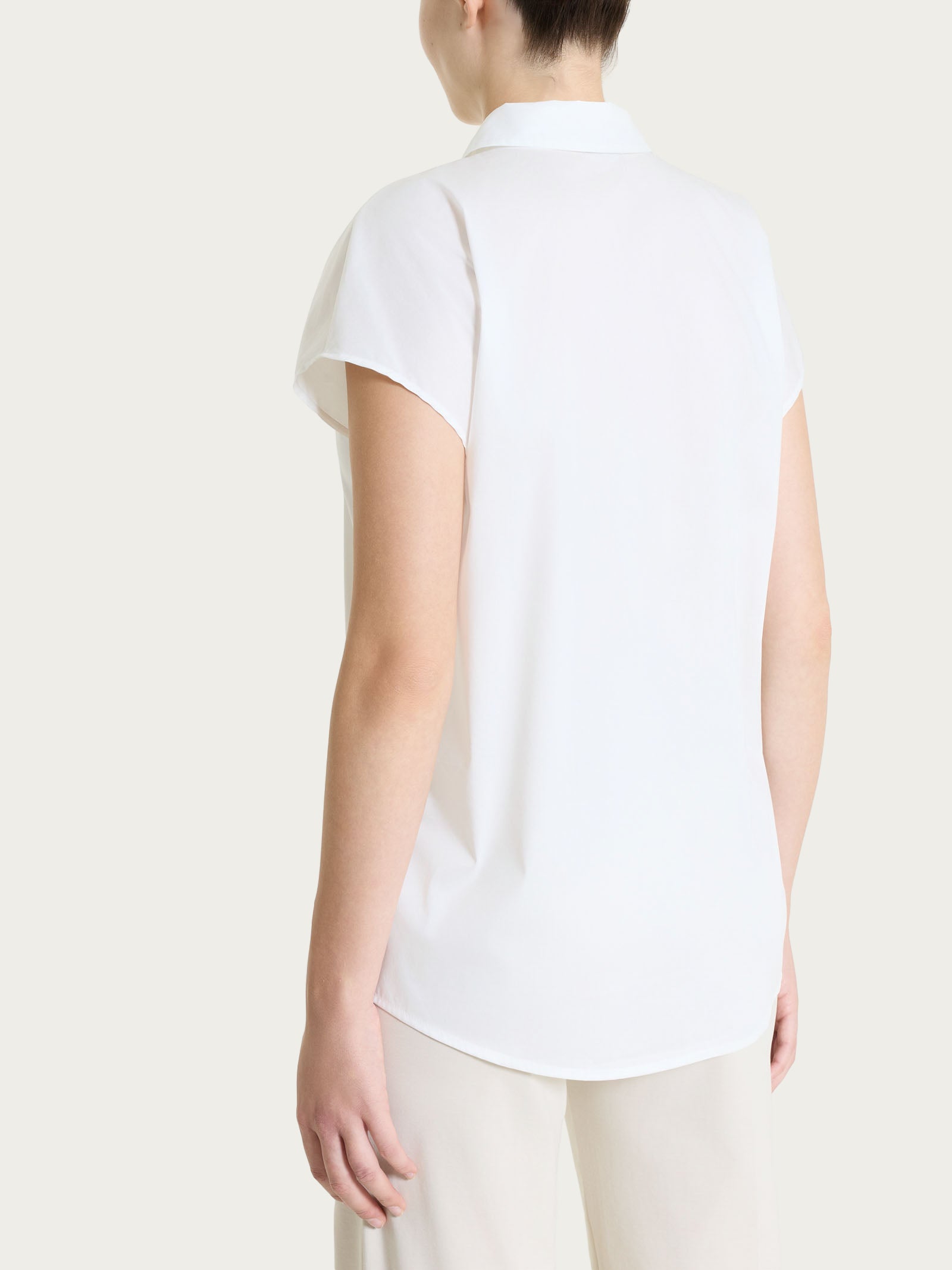 Camisa de manga kimono de popelina de algodón Blanco para mujer - Ragno