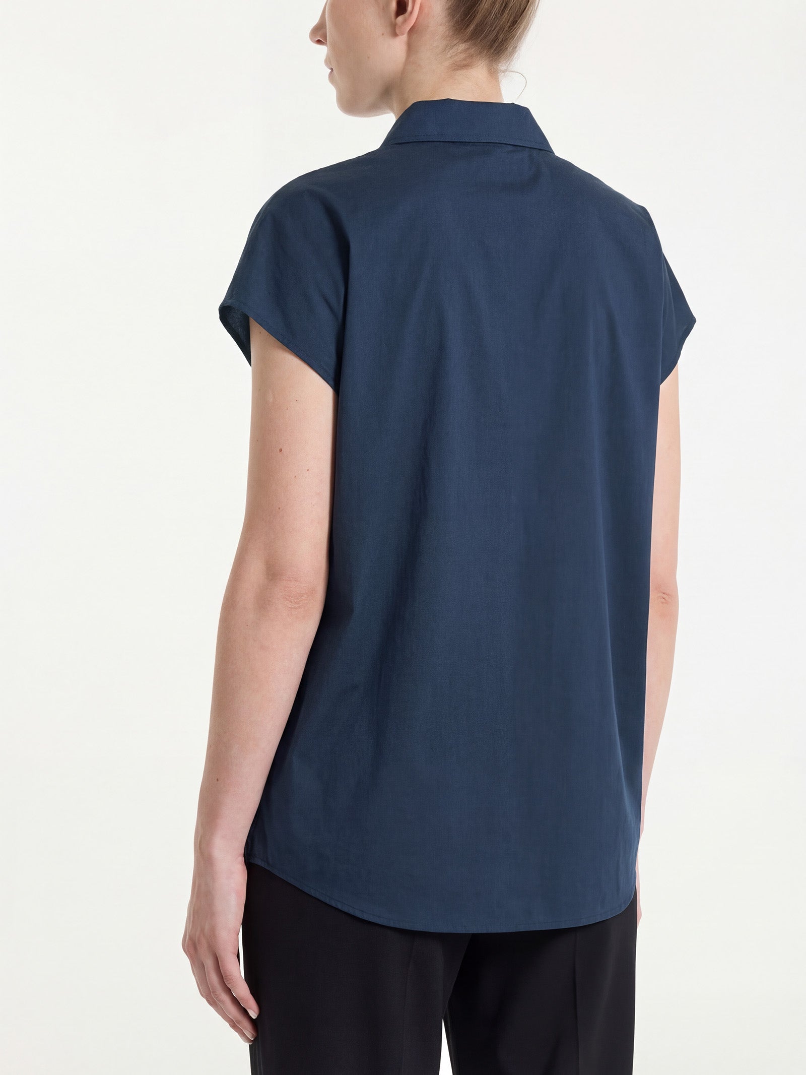 Camisa de popelina de algodón con manga kimono Azul Mujer - Ragno