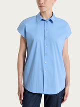 Camicia con manica kimono in Poplin di cotone Blu Donna - Ragno