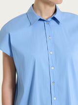 Camicia con manica kimono in Poplin di cotone Blu Donna - Ragno