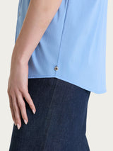 Camicia con manica kimono in Poplin di cotone Blu Donna - Ragno