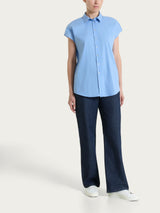 Camicia con manica kimono in Poplin di cotone Blu Donna - Ragno