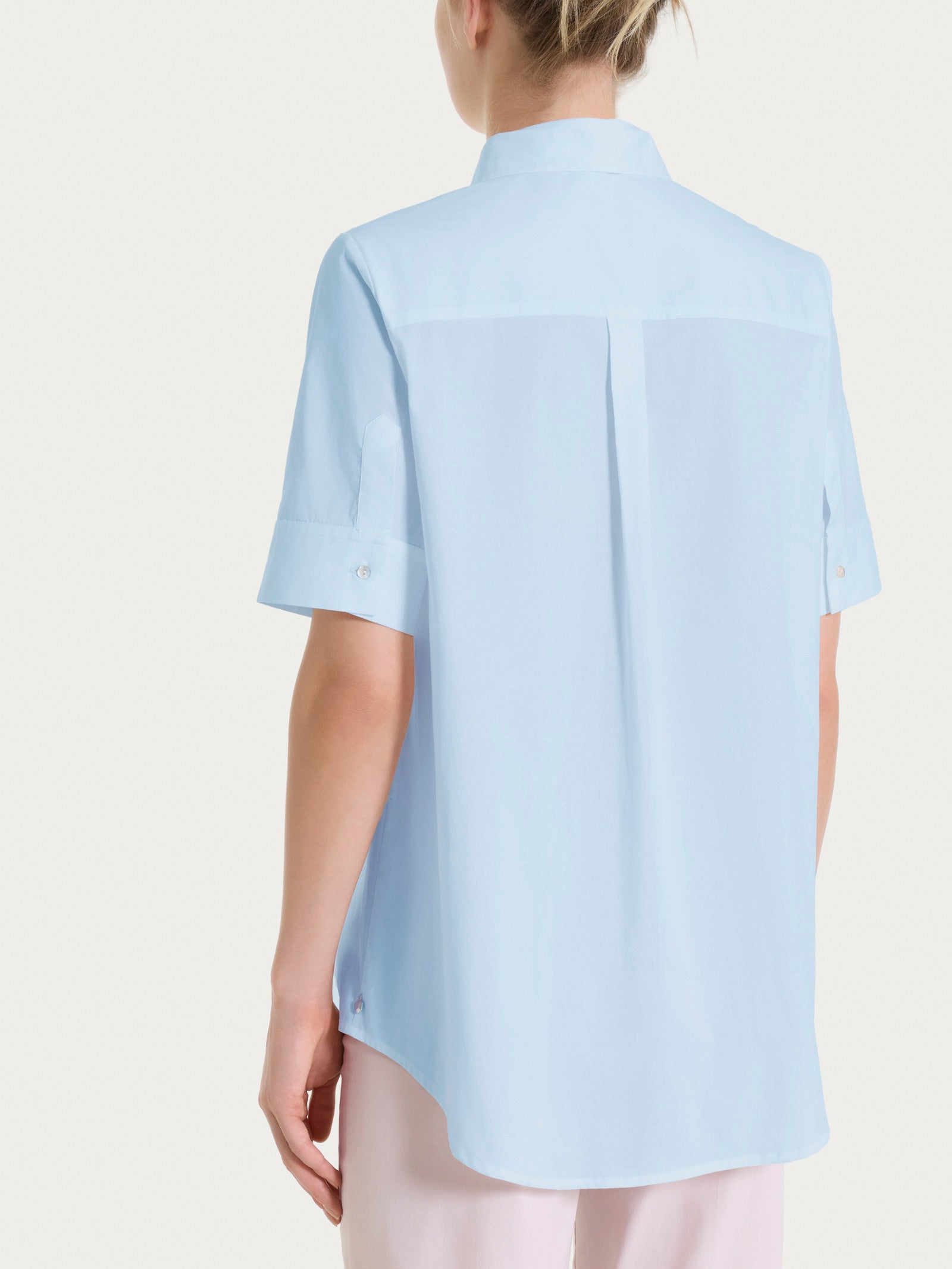 Camicia con collo a serafino in Poplin di cotone Azzurri Donna - Ragno