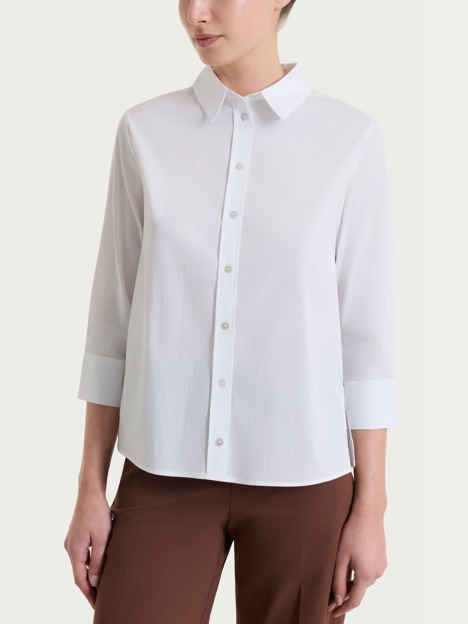 Camicia con manica 3/4 in Poplin di cotone Bianchi Donna - Ragno