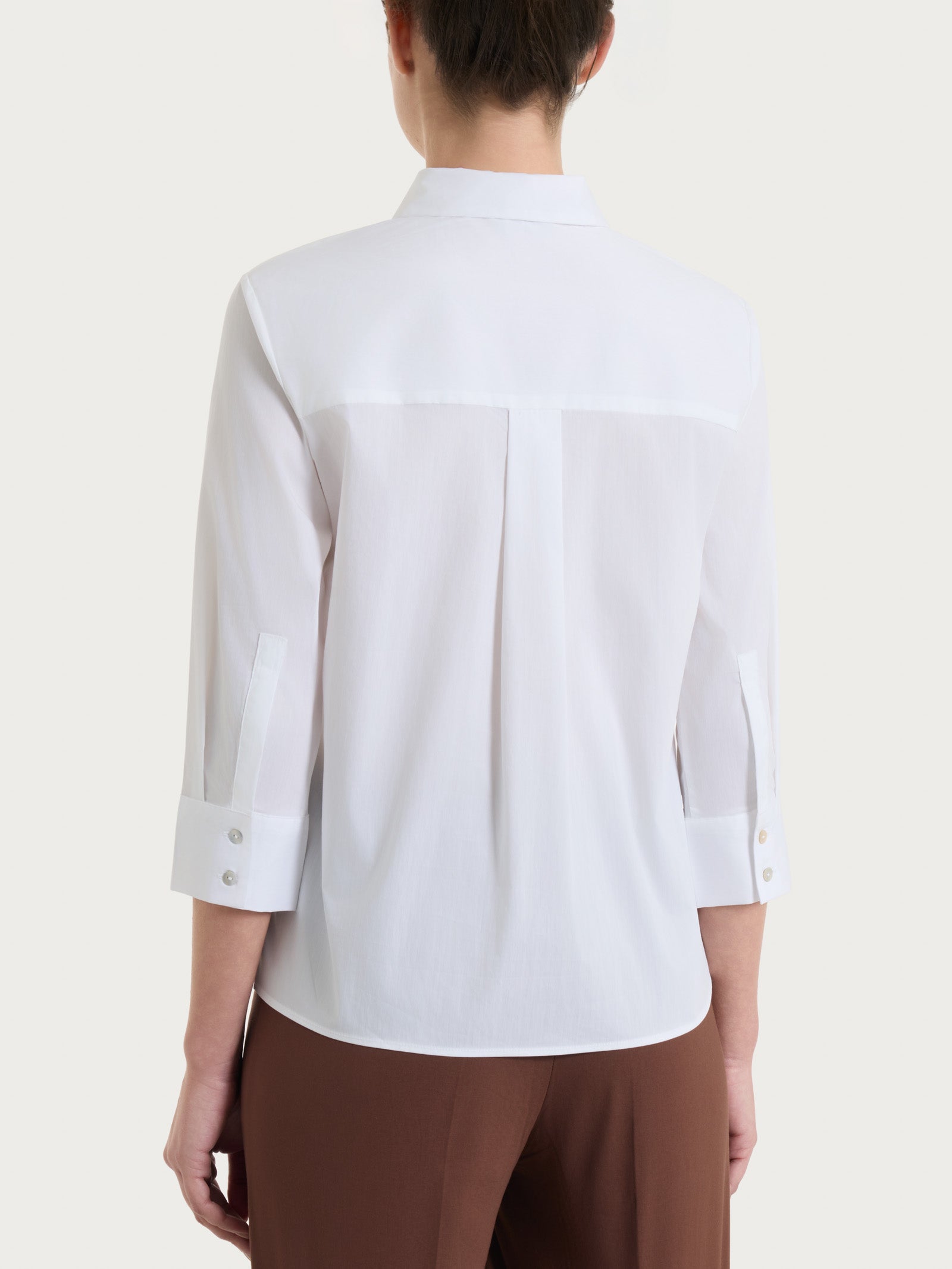 Camicia con manica 3/4 in Poplin di cotone Bianchi Donna - Ragno