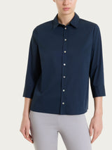 Camicia con manica 3/4 in Poplin di cotone Blu Donna - Ragno