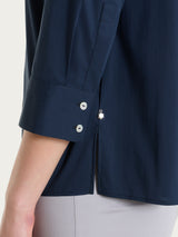 Camicia con manica 3/4 in Poplin di cotone Blu Donna - Ragno