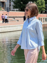 Camicia con manica 3/4 in Poplin di cotone Azzurri Donna - Ragno