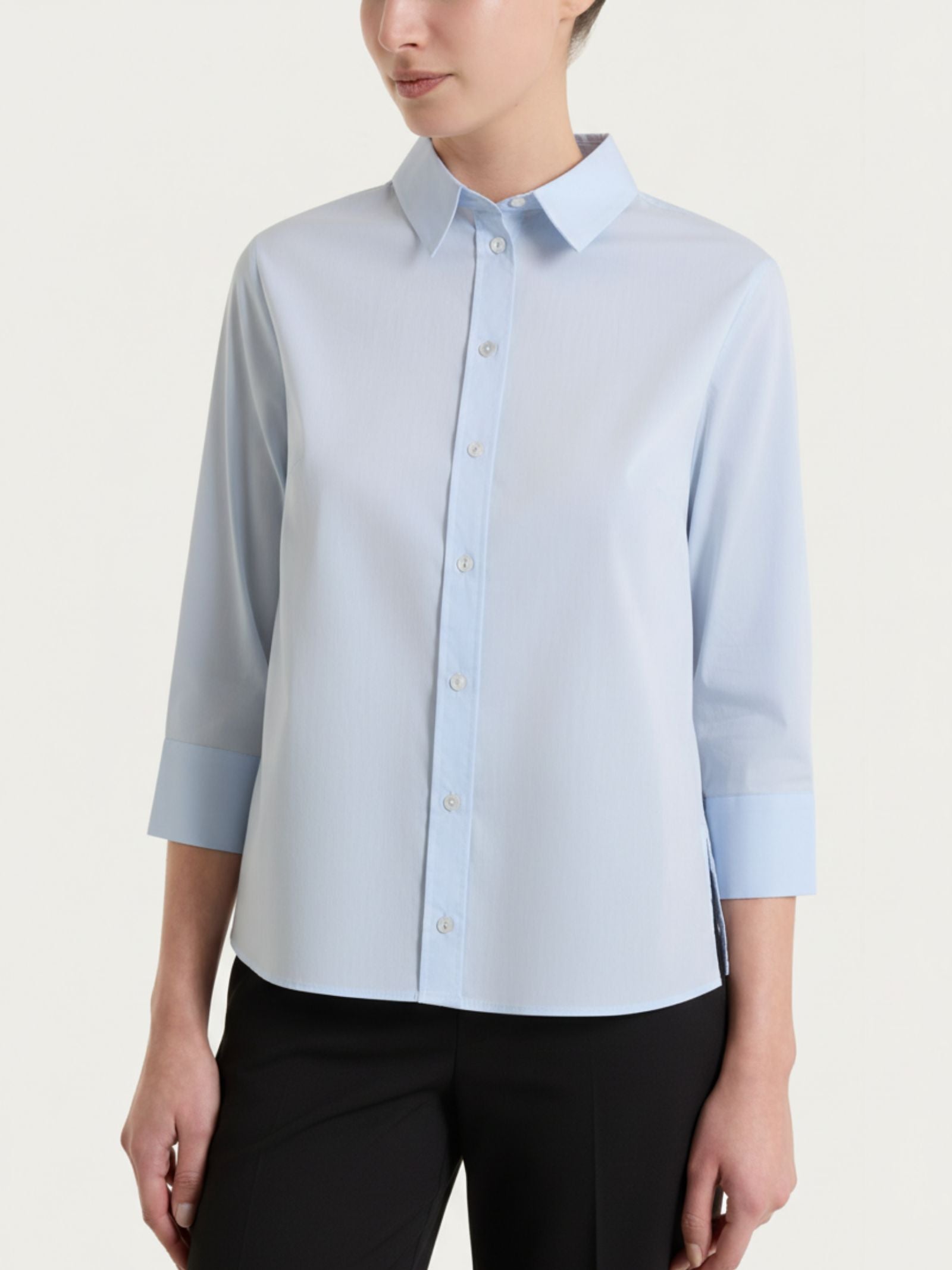 Camicia con manica 3/4 in Poplin di cotone Azzurri Donna - Ragno