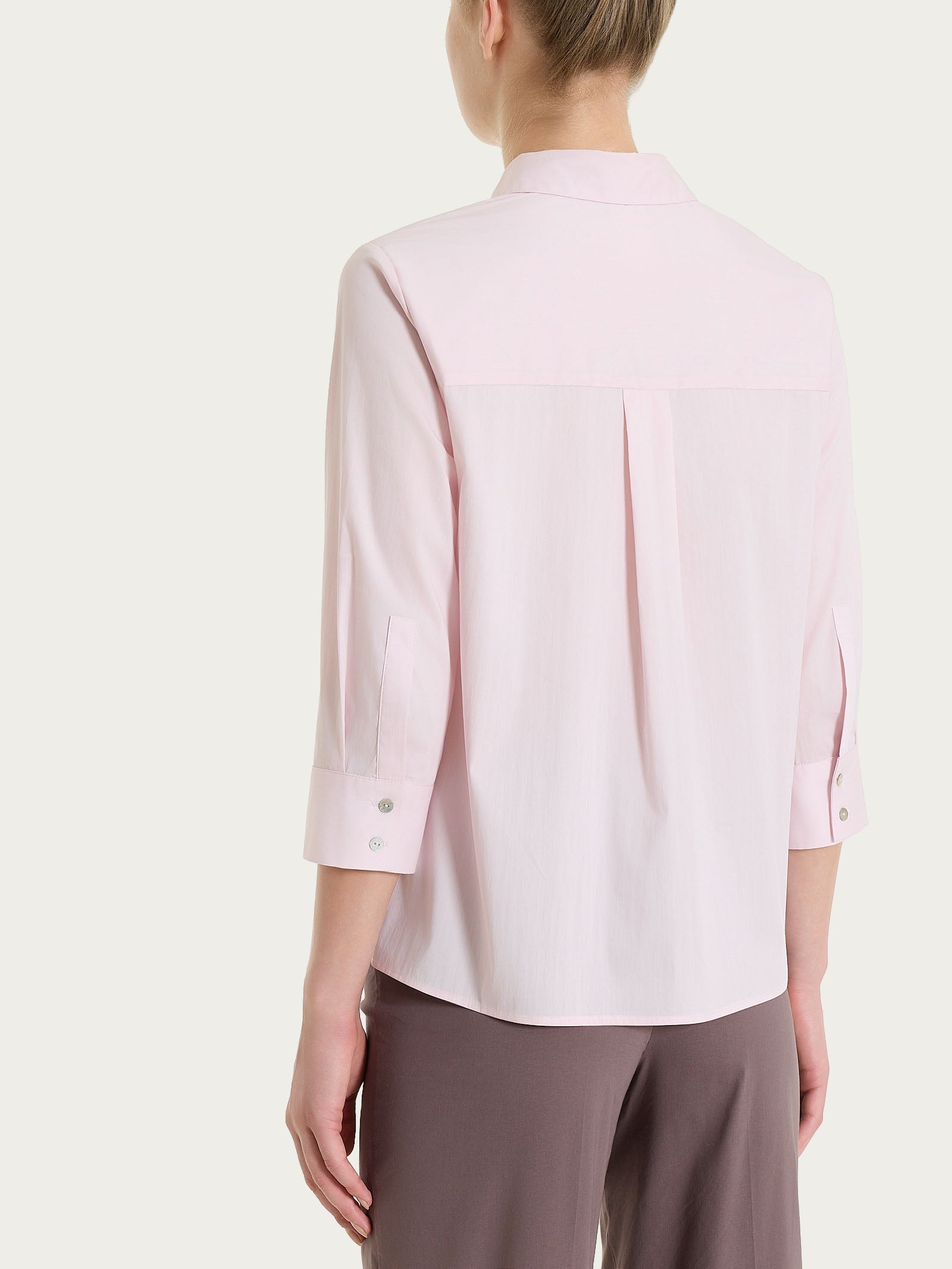 Camicia con manica 3/4 in Poplin di cotone Rosa Donna - Ragno