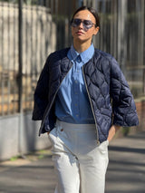 Camicia con manica 3/4 in Poplin di cotone Blu Donna - Ragno