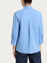 Camicia con manica 3/4 in Poplin di cotone Blu Donna - Ragno