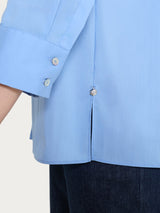 Camicia con manica 3/4 in Poplin di cotone Blu Donna - Ragno