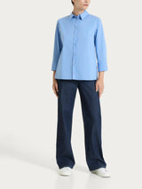 Camicia con manica 3/4 in Poplin di cotone Blu Donna - Ragno
