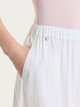 Gonna lunga a balze in Popline di Cotone Bianchi Donna - Ragno