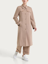 Trench lungo in Compact Light Marroni Donna - Ragno