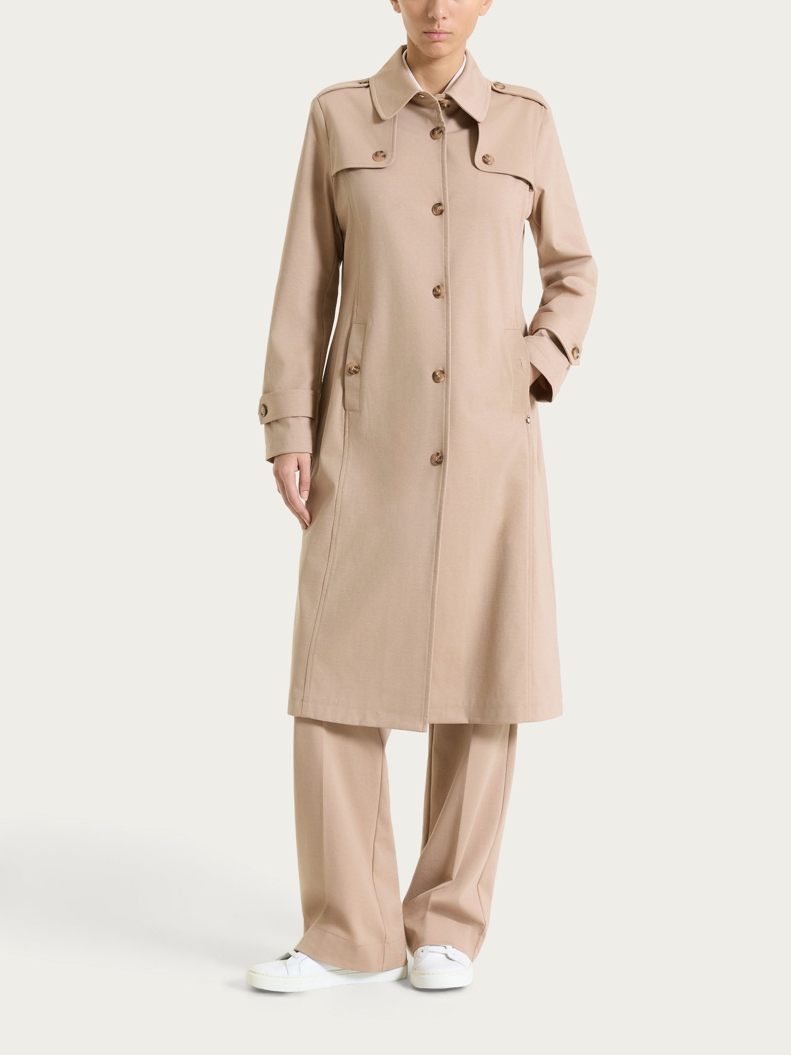 Trench lungo in Compact Light Marroni Donna - Ragno