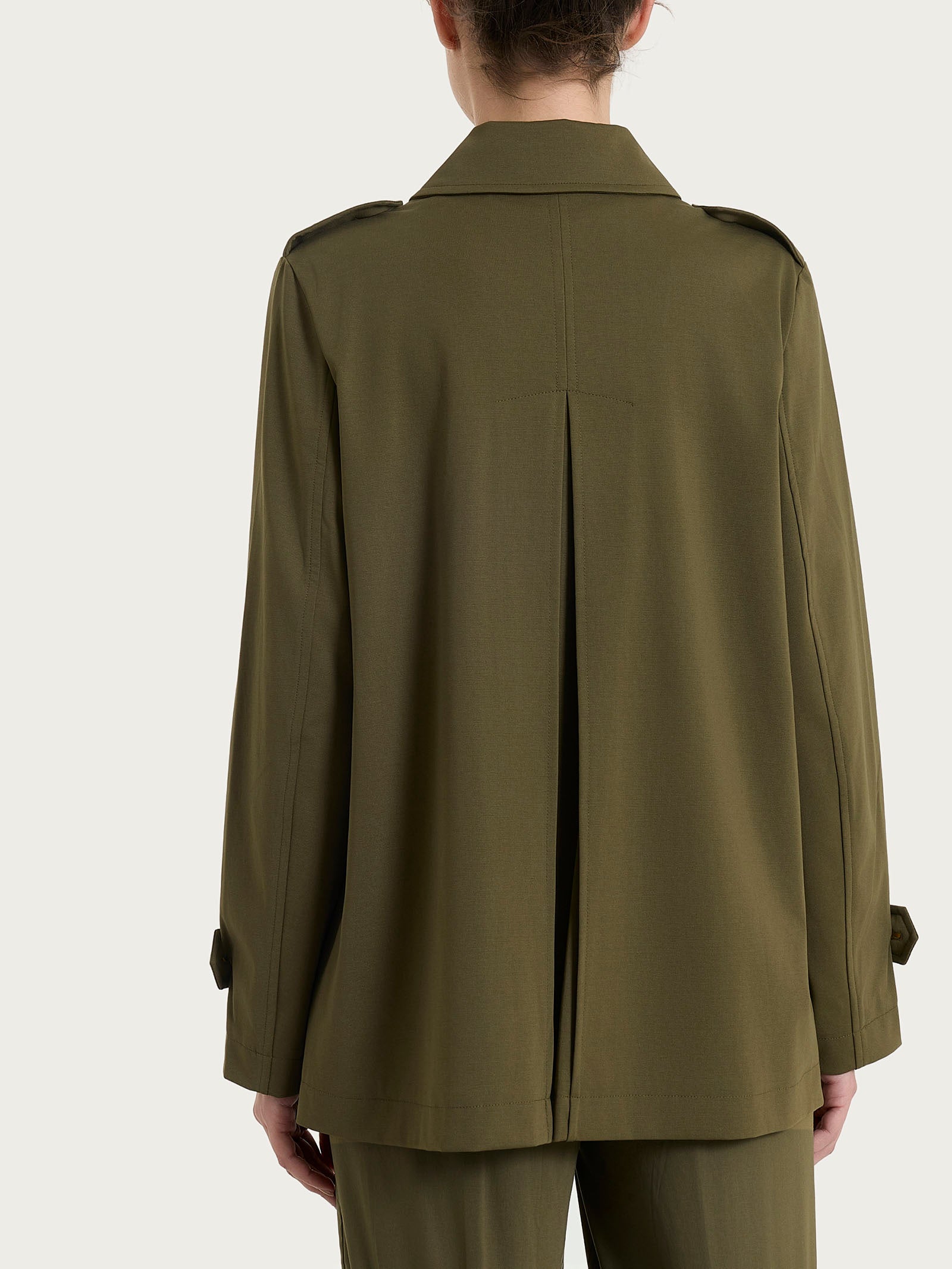 Trench corto in Compact Light Verdi Donna - Ragno