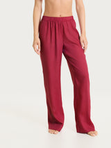 Pantalone ampio con tasche in Mussola Slub Rossi Donna - Ragno