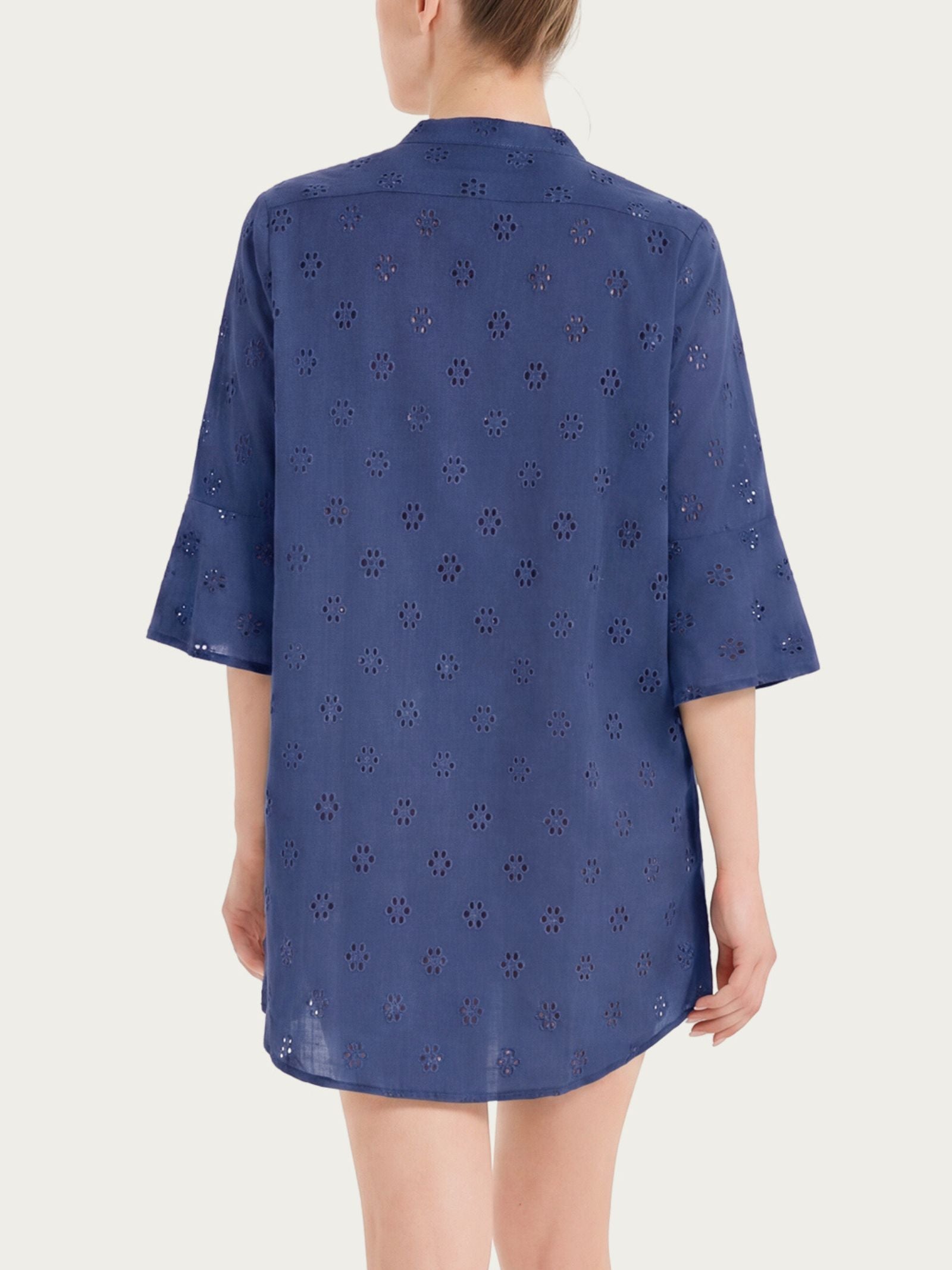 Chemisier con manica ampia in Sangallo Blu Donna - Ragno