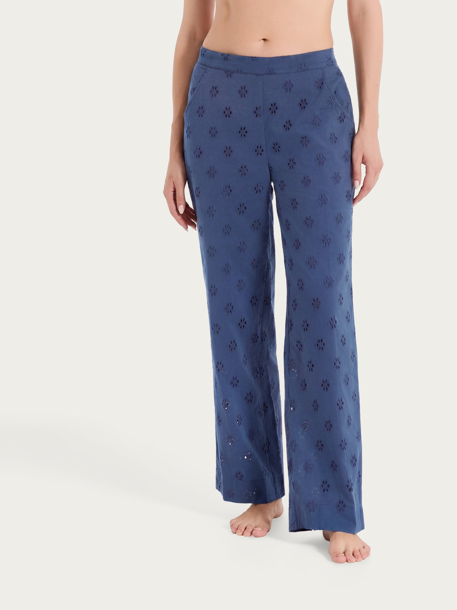 Einfarbig blaue Sangallo Damenhose in lockerer Passform - Ragno