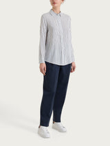 Camicia a righe in EcoSeta Blu Donna - Ragno