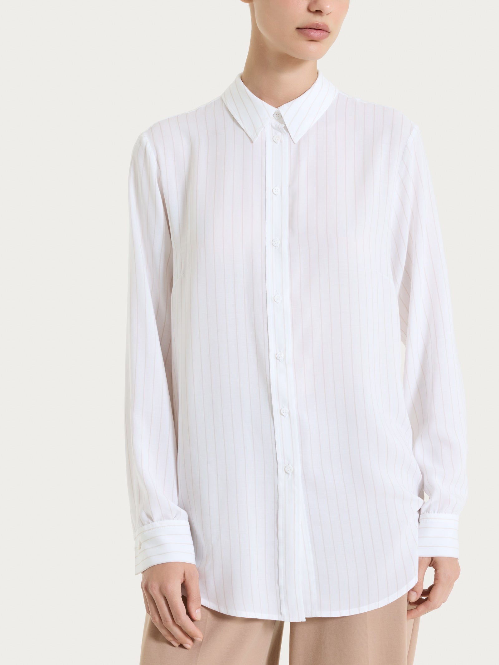 Camicia a righe in EcoSeta Bianchi Donna - Ragno