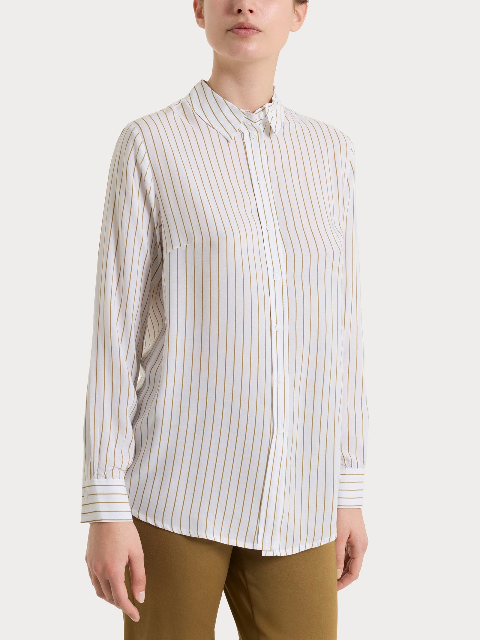 Camicia a righe in EcoSeta Bianchi Donna - Ragno