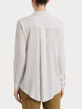 Camicia a righe in EcoSeta Bianchi Donna - Ragno