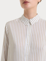 Camicia a righe in EcoSeta Bianchi Donna - Ragno