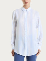 Camicia a righe in EcoSeta Blu Donna - Ragno