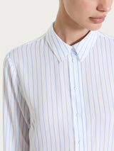 Camicia a righe in EcoSeta Blu Donna - Ragno