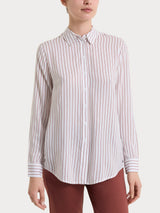 Camicia a righe in EcoSeta Marroni Donna - Ragno