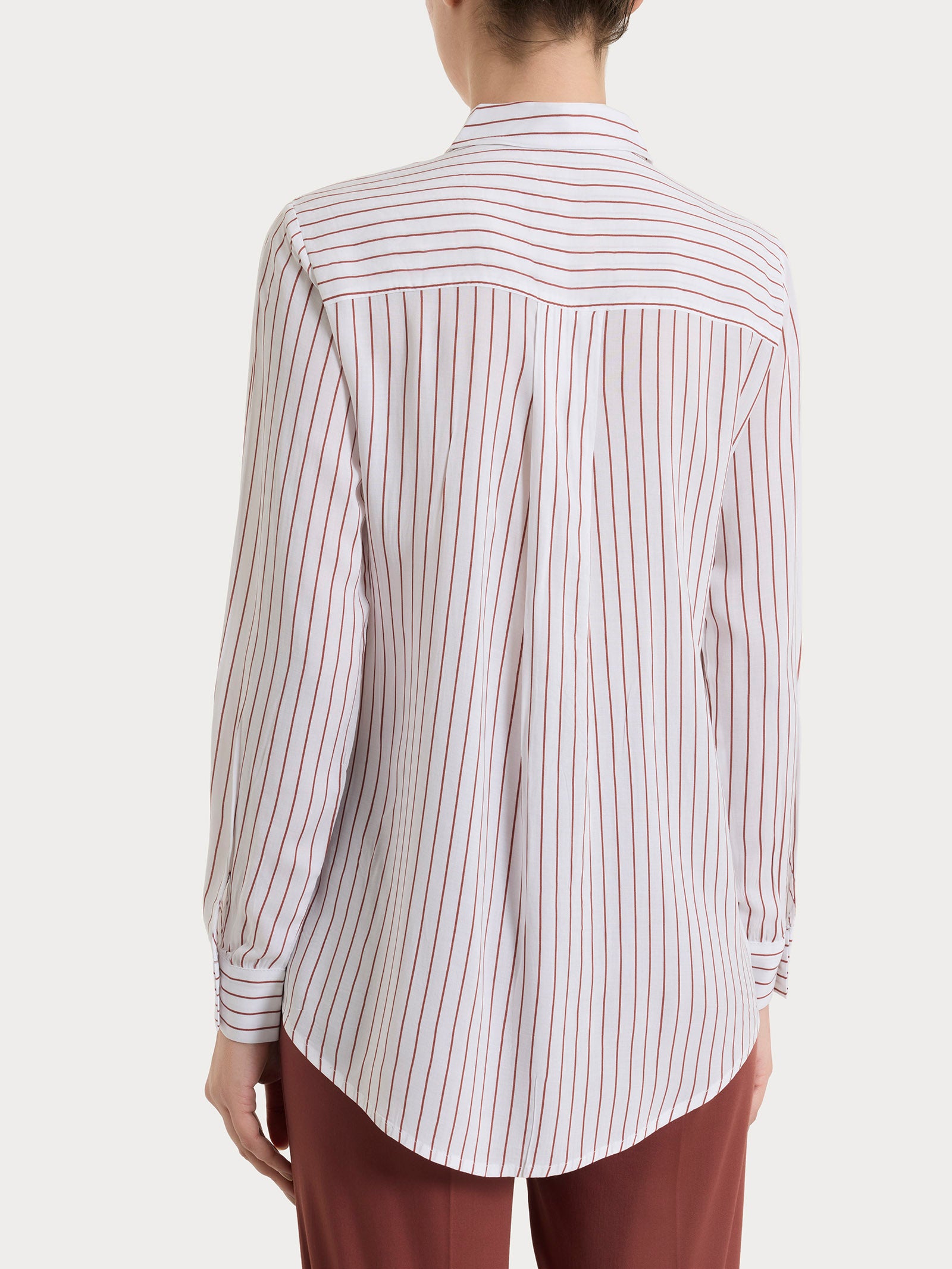 Camicia a righe in EcoSeta Marroni Donna - Ragno
