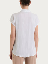 Camicia a righe con manica corta in Ecoseta Bianchi Donna - Ragno