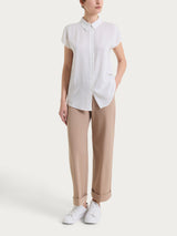 Camicia a righe con manica corta in Ecoseta Bianchi Donna - Ragno