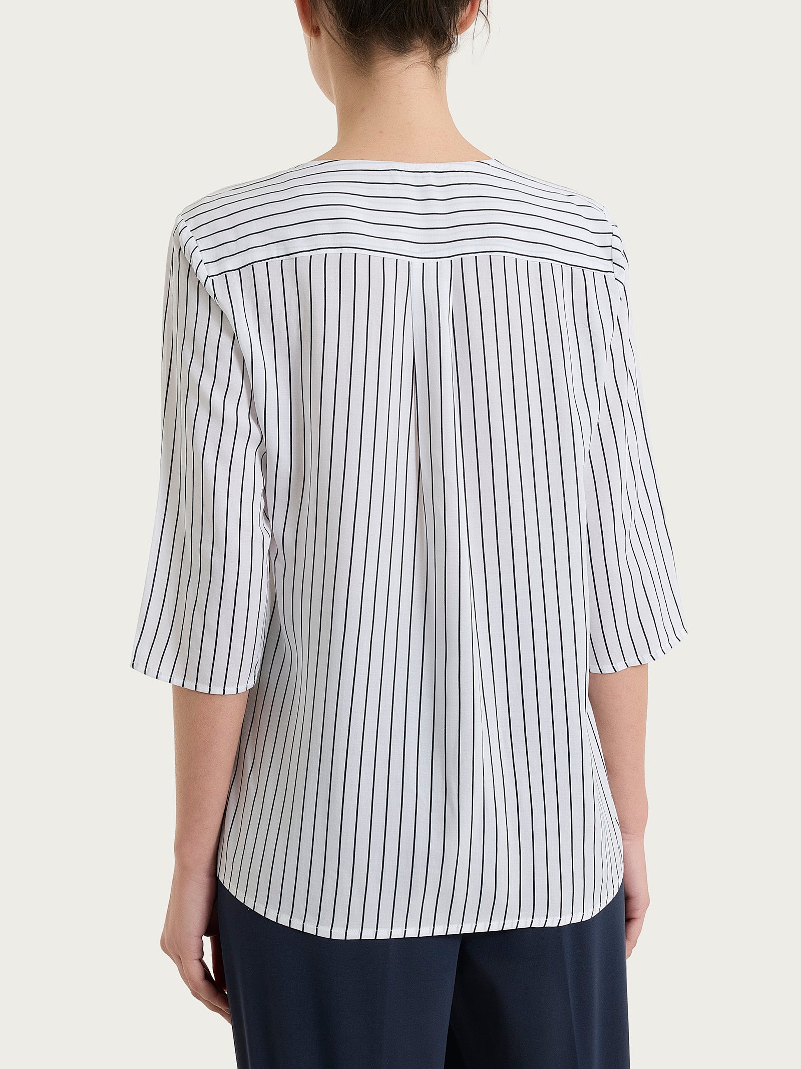 Blusa a righe in EcoSeta Blu Donna - Ragno