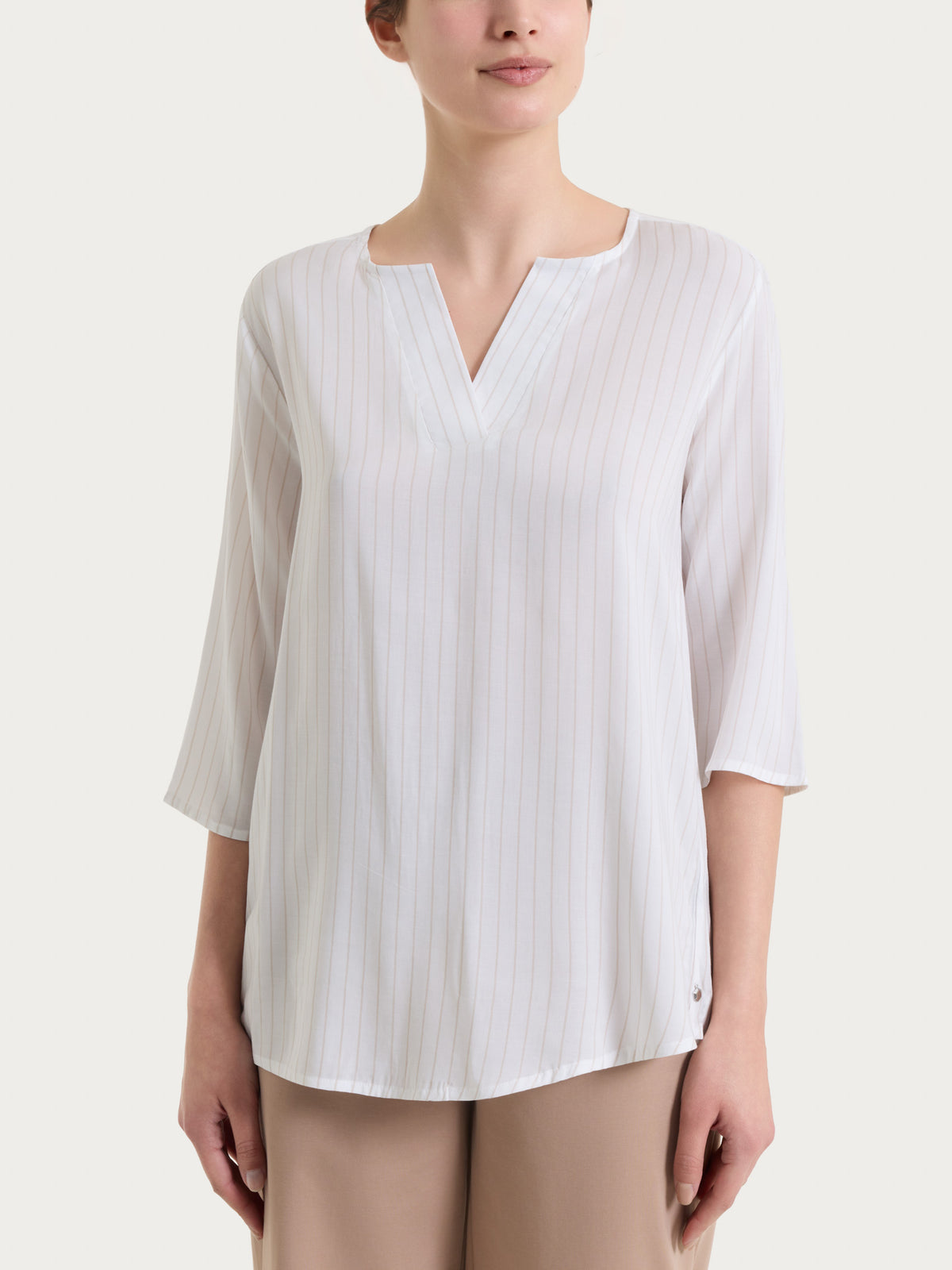 Blusa a righe in Voile di Viscosa Satin Bianchi Donna - Ragno